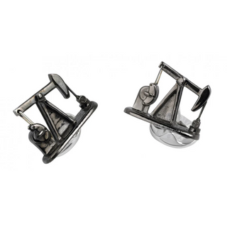 Deakin & Francis Sterling Silver Mechanical Nodding Donkey Cufflinks