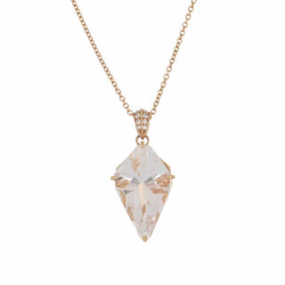 Lisa Nik 18K Rose Gold Rock Crystal Drop Pendant with Diamonds