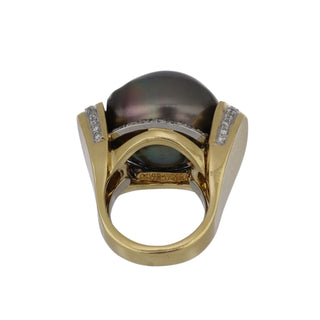 David Webb 18K Gold Tahitian Pearl Cocktail Ring with Pearl