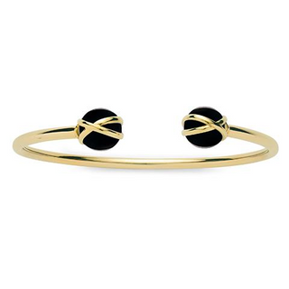 L. Klein 18K Gold Prisma Cuff Bracelet in Black Agate