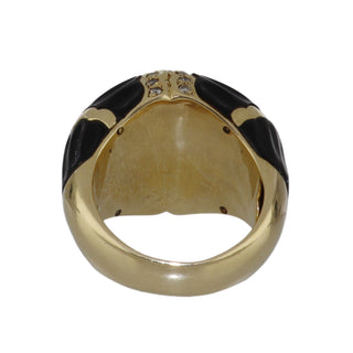 Vintage/Estate 18K Gold Onyxes Dome Ring with Diamonds