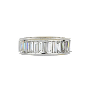 Mid-Century 18K White Gold Baguette Cut Diamonds Eternity Band