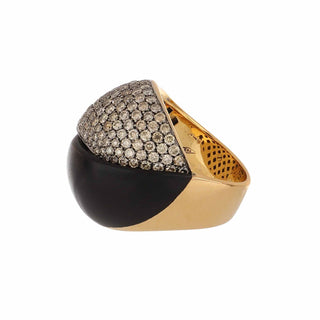 Antonio Papini 18K Rose Gold Wood Dome Ring with Diamonds