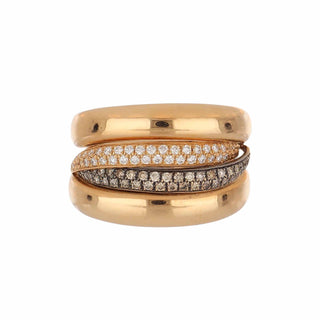 Antonio Papini Two-Tone 18K Gold Diamond Crossover Ring