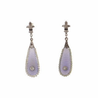 Two-Tone G&PT Chalcedonies Drop Earrings with Pearl