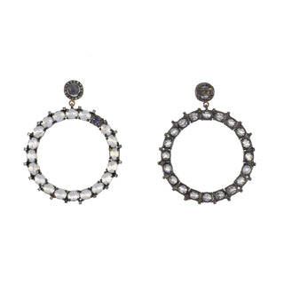 Tenenbaum Collection Sterling Silver Moonstone Drop Earrings with Diamond