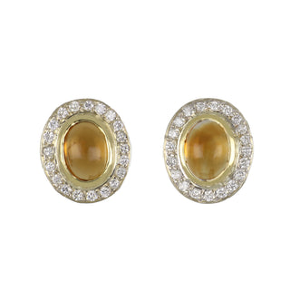 Tenenbaum Workshop Two-Tone 18K Gold Citrines Stud Earrings with Diamonds