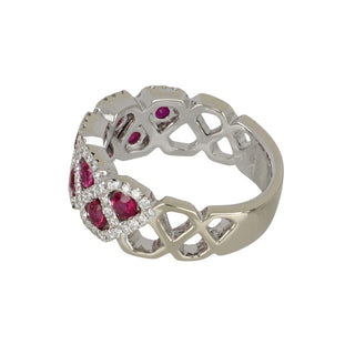 Estate Spark Creations 18K White Gold Ruby and Diamond Band