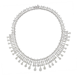 Vintage/Estate White Platinum Diamonds Fringe Necklace