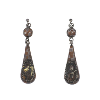 Victorian Shakudo Torpedo Drop Earrings