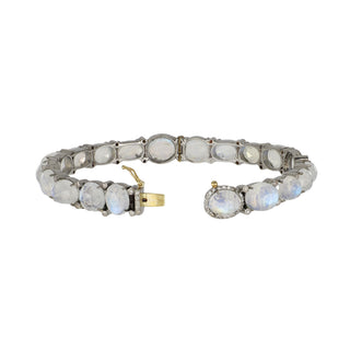 Maharaja Sterling Silver Moonstone Bangle with Diamonds