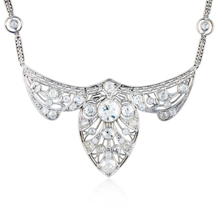 Vintage/Estate White Platinum Diamonds Bib Necklace