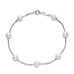 Mastoloni White 14K Gold Chain Bracelet with Pearl