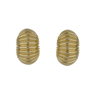 Vintage 1990s Vendorfa 18K Gold Ribbed Button Earrings