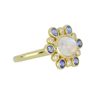 Mazza 14K Gold Moonstone Ring with Sapphires and Diamonds