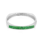 Vincent Peach Sterling Silver Tsavorite Garnet Bangle Bracelet