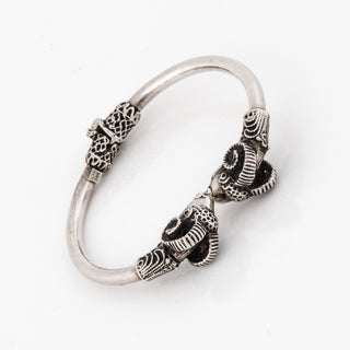 Victorian Sterling Silver Ram's Head Bangle Bracelet