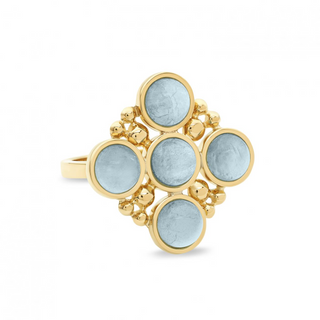 L. Klein 18K Gold Aquas 5 Stone Ring