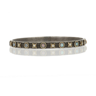 Armenta Two-Tone G&S Diamonds Bangle Bracelet with Opals