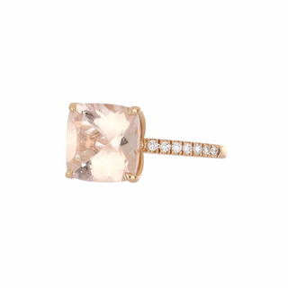 Lisa Nik 18K Gold Morganite Solitaire Ring with Diamonds