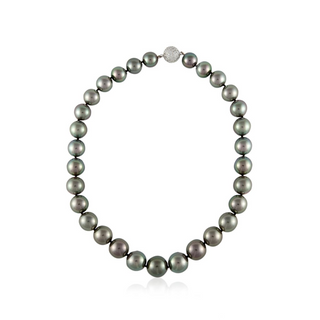 Vintage/Estate 18K White Gold Tahitian Pearl Choker Length Necklace with Diamond