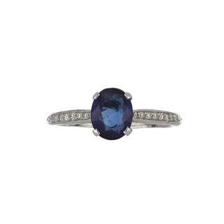 Estate Tiffany & Co. Platinum Sapphire Ring with Diamonds