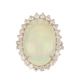 Tenenbaum Collection 18K White Gold Opal Cluster/Halo Ring with Diamonds