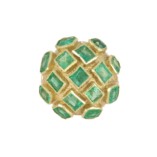 Vintage/Estate 18K Gold Emeralds Dome Ring