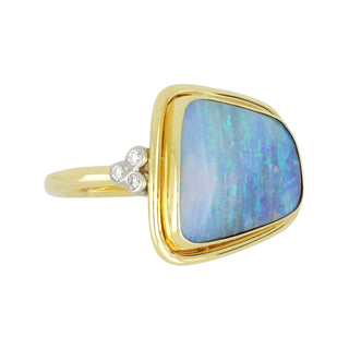 Mazza Two-Tone 14K Gold Opal Ring with Diamonds