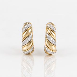 David Webb Two-Tone G&PT Diamonds Hoop Earrings