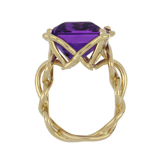 Vintage Tiffany & Co. 18K Gold Amethyst Solitaire Ring