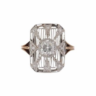 Vintage/Estate Two-Tone G&PT Diamond Cocktail Ring with Diamonds