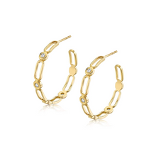 Load image into Gallery viewer, Michael M Yellow 14K Gold Round Cut Diamond Hoop Earrings
