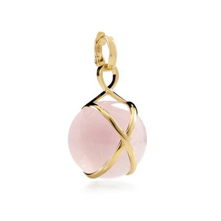 L. Klein 18K Gold Rose Quartz Prisma Drop Pendant