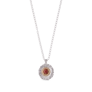 Buccellati Sterling Silver Daisy Pendant Necklace in Red Jasper