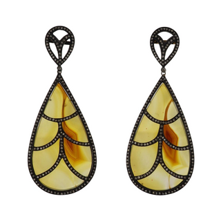 Maharaja Yellow Sterling Silver Agates Drop Earrings