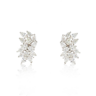 Vintage/Estate Gold & Platinum Diamonds Cluster Earrings