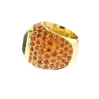 Estate 18K Gold Peridot with Spessartite Garnets