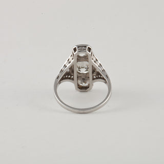 Vintage/Estate White Platinum Diamond Navette Ring with Diamonds