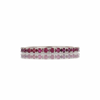 Vintage/Estate White 14K Gold Rubies Eternity Ring