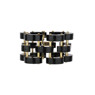 Aletto Brothers 18K Gold Onyx Link Bracelet with Diamonds