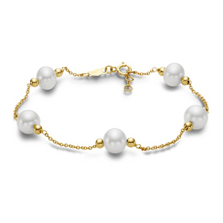 Mastoloni 14K Gold Freshwater Pearl Station Bracelet