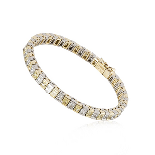 Vintage/Estate Two-Tone Gold & Platinum Diamonds Line Bracelet with Diamonds