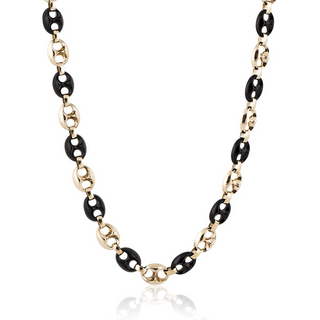 Neiman Marcus 14K Gold Onyxes Link Necklace