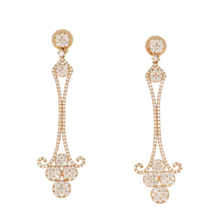 Vintage/Estate 18K Rose Gold Diamonds Drop Earrings