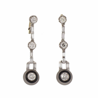 Vintage/Estate Two-Tone G&PT Diamonds Drop Earrings with Diamonds