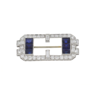 Platinum Sapphires Pin with Diamonds