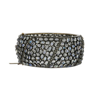 Maharaja Two-Tone G&S Moonstone Bangle Bracelet with Diamonds