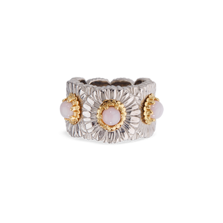 Buccellati Sterling Silver Daisy Eternelle Ring in Pink Opal