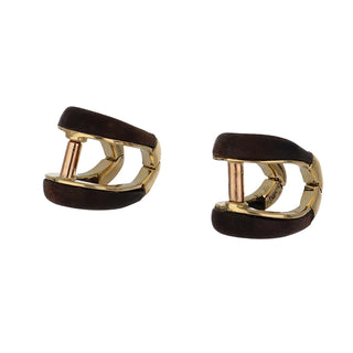 Mid-Century Boucheron 18K Gold Wood Cufflinks